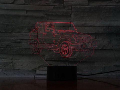 Image of Jeep Car Table AA Batteries Inquired 3D Illusion Lamp Night Light