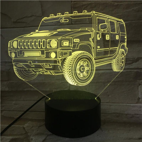 Image of Jeep Off-road Vehicle Bright Base 3D Illusion Lamp Night Light