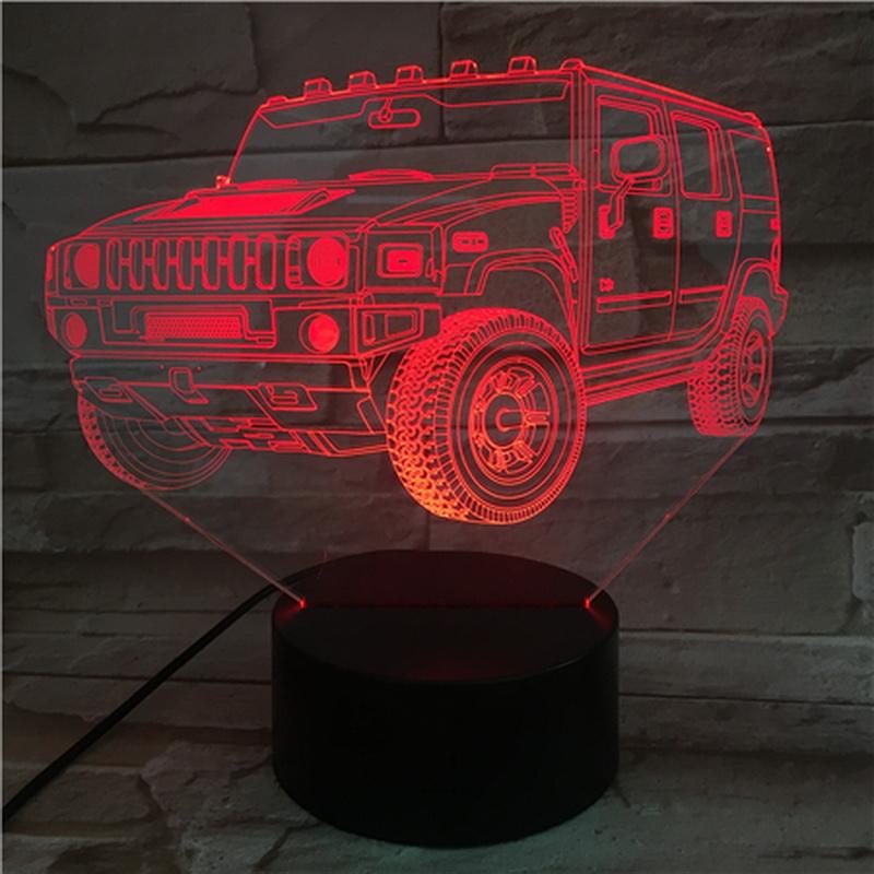 Jeep Off-road Vehicle Bright Base 3D Illusion Lamp Night Light