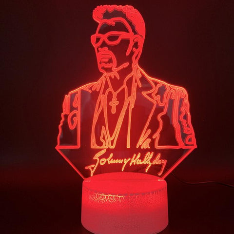 Image of Johnny Hallyday Figure 3D Illusion Lamp Night Light