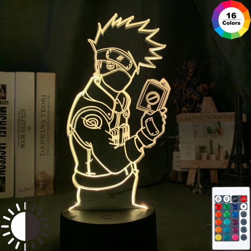 Kakashi Hatake Holding Book Boys Table Naruto 3D Illusion Lamp Night Light