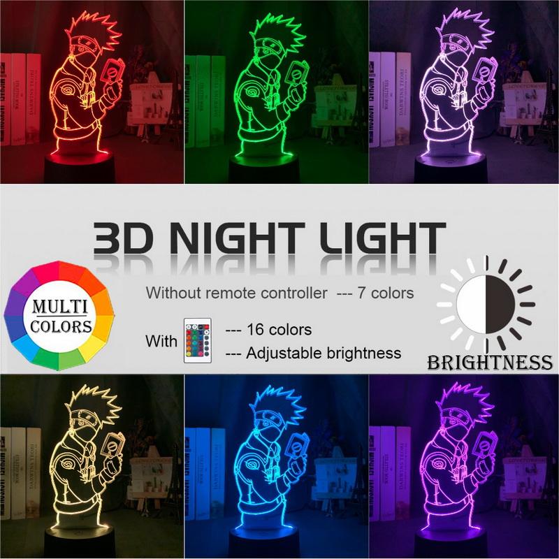 Kakashi Hatake Holding Book Kids Boys 3D Illusion Lamp Night Light