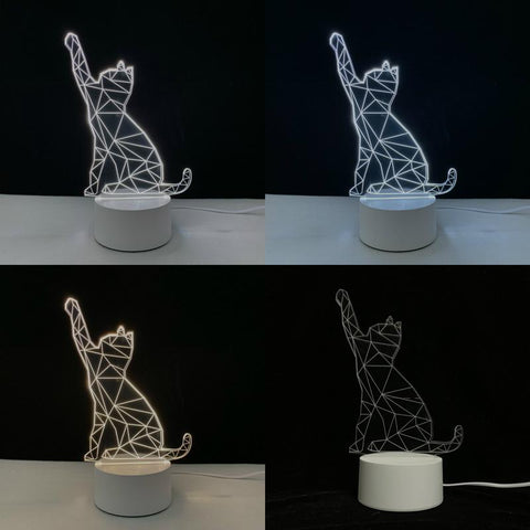 Image of Kawaii Cat Animal 3D Illusion Lamp Night Light