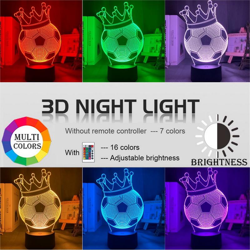 Kids Football Crown 3D Illusion Lamp Night Light