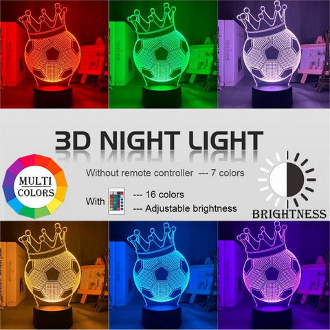 Image of Kids Football Crown 3D Illusion Lamp Night Light