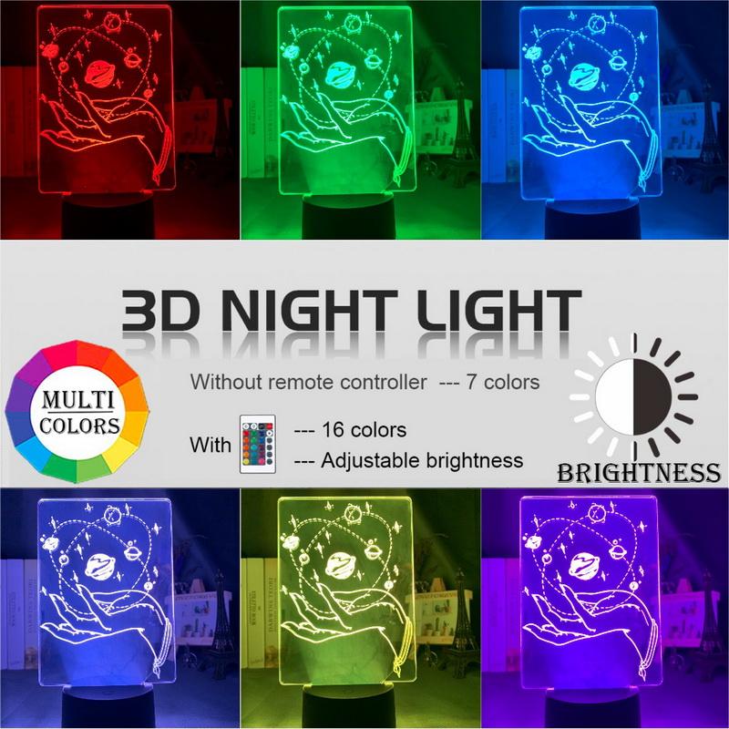 Kids Planet In Hand 3D Illusion Lamp Night Light