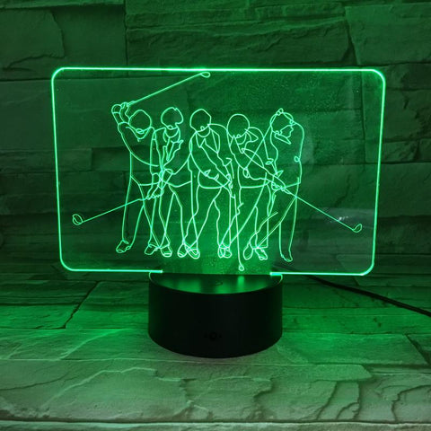 Image of Kids Sport Golf Player Figure Room 3D Illusion Lamp Night Light
