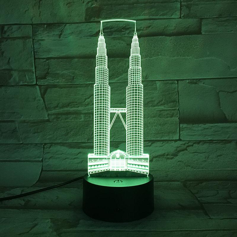 Kuala Lumpur City Petronas Twin Towers Festival Famous Buildings 3D Illusion Lamp Night Light
