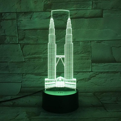 Image of Kuala Lumpur City Petronas Twin Towers Festival Famous Buildings 3D Illusion Lamp Night Light