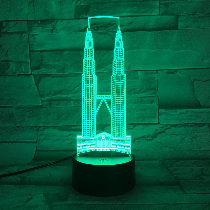 Kuala Lumpur City Petronas Twin Towers Festival Famous Buildings 3D Illusion Lamp Night Light