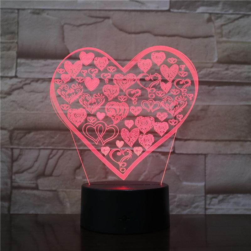 Love Type 3D Illusion Lamp Night Light