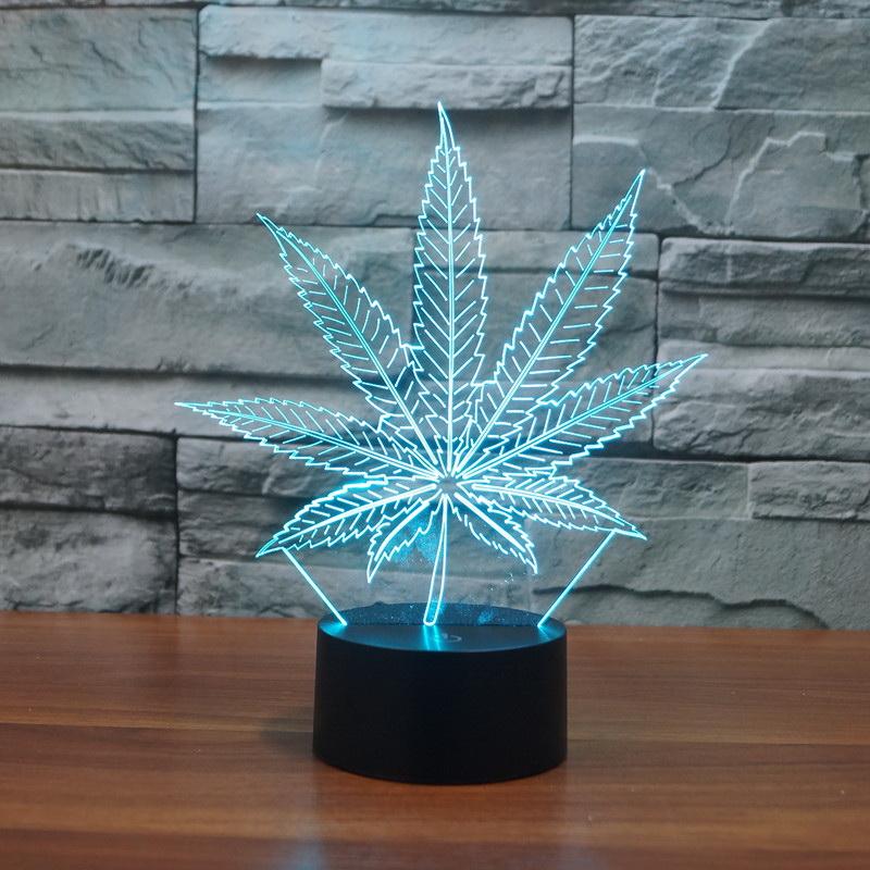 marijuana Leaf Gradient 3D Illusion Lamp Night Light