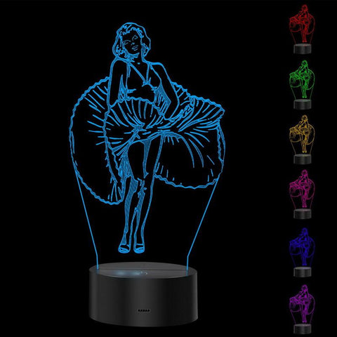 Image of Marilyn Monroe Action Figure 3D Illusion Lamp Night Light
