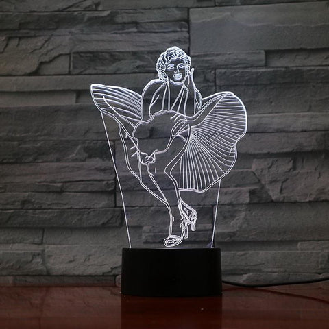 Image of Marilyn Monroe Figure 3D Illusion Lamp Night Light