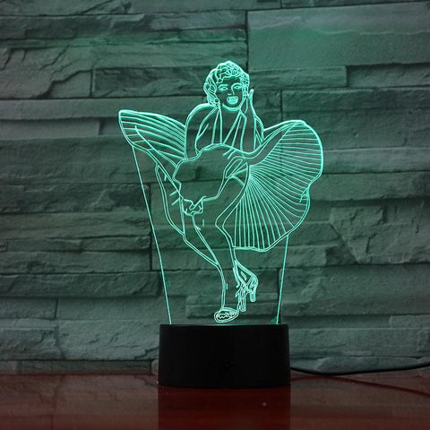 Image of Marilyn Monroe Figure 3D Illusion Lamp Night Light