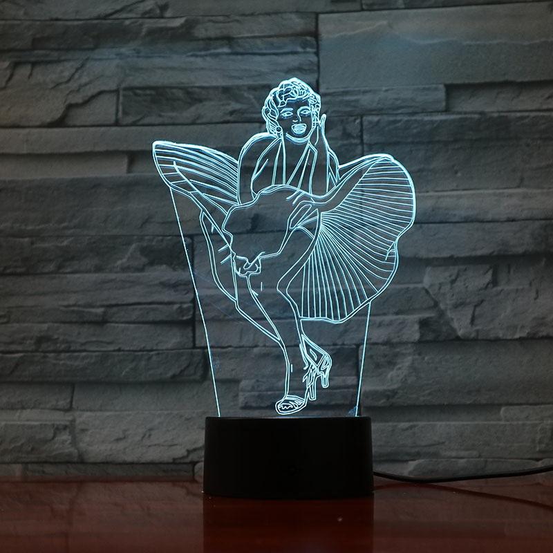 Marilyn Monroe Figure 3D Illusion Lamp Night Light