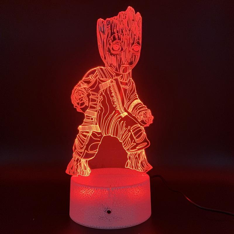 Marvel Comics Guardians of The Galaxy Groot Figure 3D Illusion Lamp Night Light