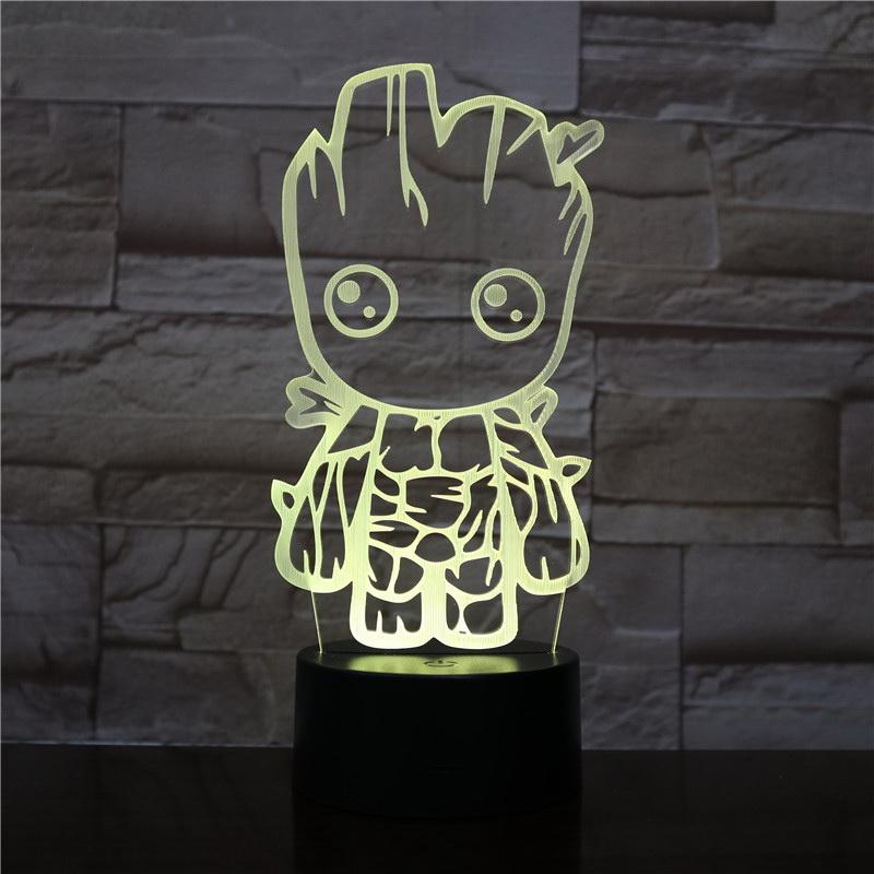 Marvel Movie Guardians of The Galaxy Groot 02 3D Illusion Lamp Night Light