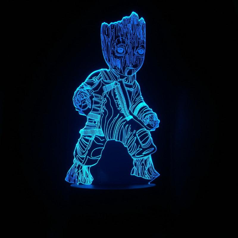 Marvel Super Hero Groot 3D Illusion Lamp Night Light