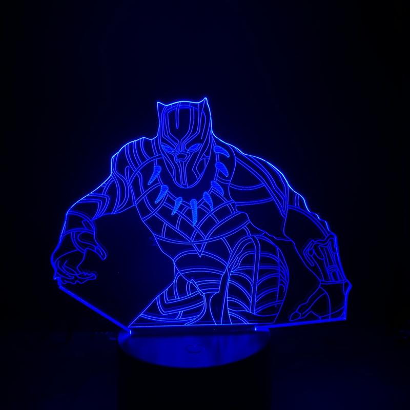 Marvel Superhero Black Panther Trevor Zarathustra Marvels The Avengers 3D Illusion Lamp Night Light