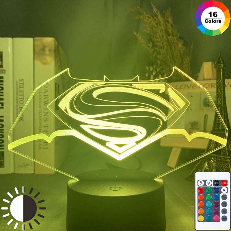 Marvel Superman Batman Logo Child 3D Illusion Lamp Night Light