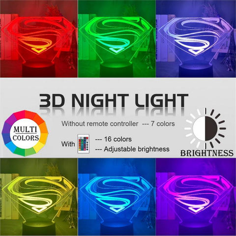 Image of Marvel Superman Logo 01 3D Illusion Lamp Night Light
