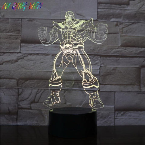 Image of Marvel Supervillain Thanos Action Figure Room 3D Illusion Lamp Night Light
