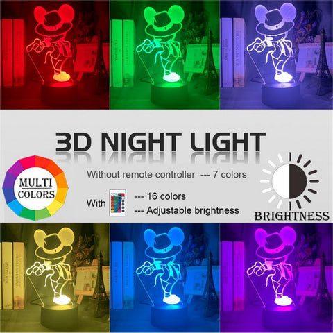Image of Mickey Michael Jackson Figure 3D Illusion Lamp Night Light