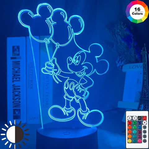 Image of Mickey Mouse Air Balloon Figure 3D Illusion Lamp Night Light