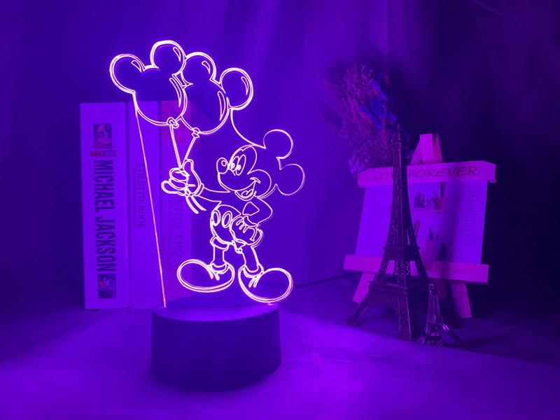 Mickey Mouse Air Balloon Figure 3D Illusion Lamp Night Light