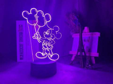 Image of Mickey Mouse Air Balloon Figure 3D Illusion Lamp Night Light