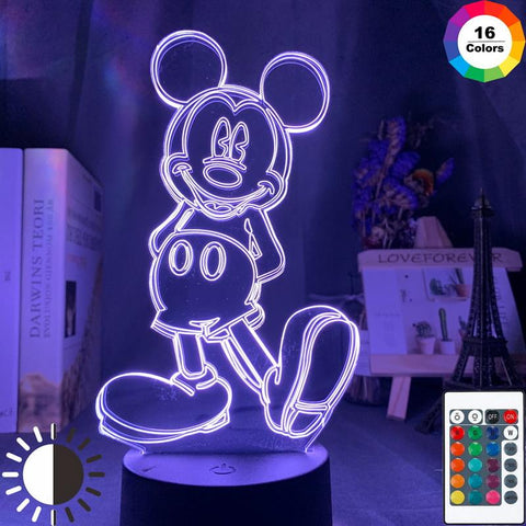 Image of Mickey Mouse Figure 3D Illusion Lamp Night Light
