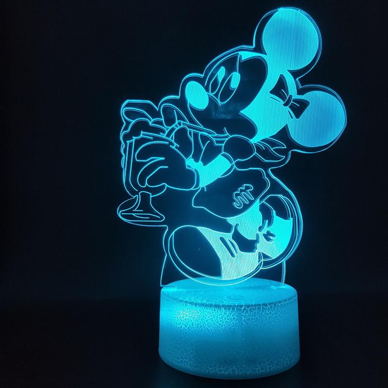 Mickey Mouse Minnie 3D Illusion Lamp Night Light