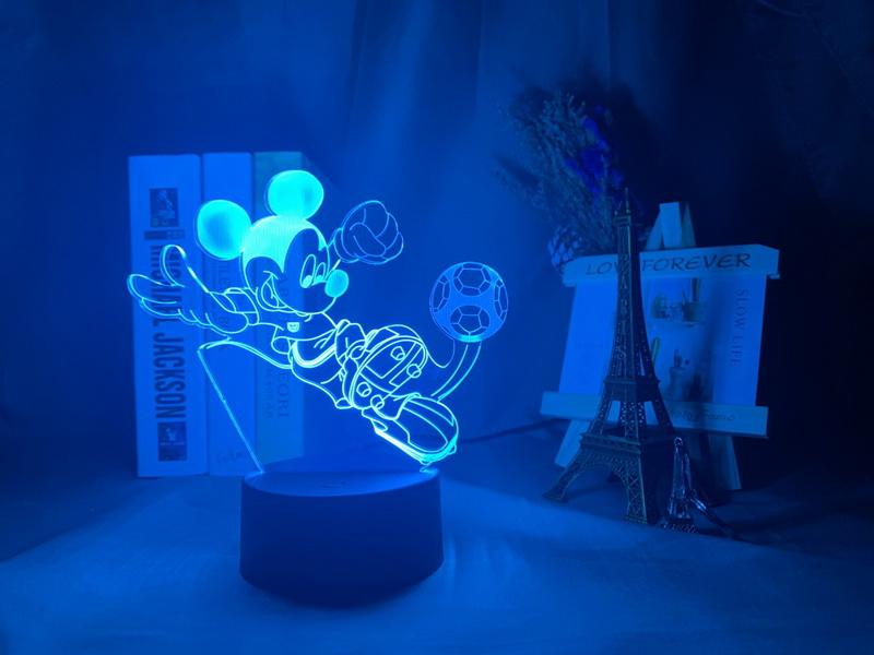 Mickey Mouse Play Football Figure 3D Illusion Lamp Night Light