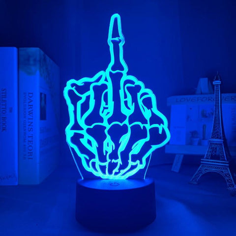 Image of Middle Finger Skull 3D Illusion Lamp Night Light