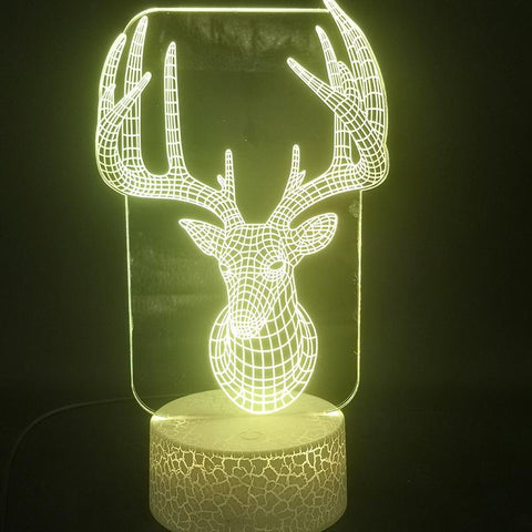 Image of Milu Deer Animal Bright Base 3D Illusion Lamp Night Light