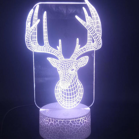 Image of Milu Deer Animal Bright Base 3D Illusion Lamp Night Light