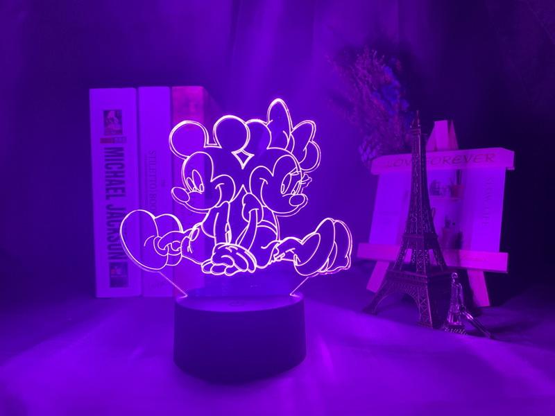 Minnie Mickey Back To Back 3D Illusion Lamp Night Light