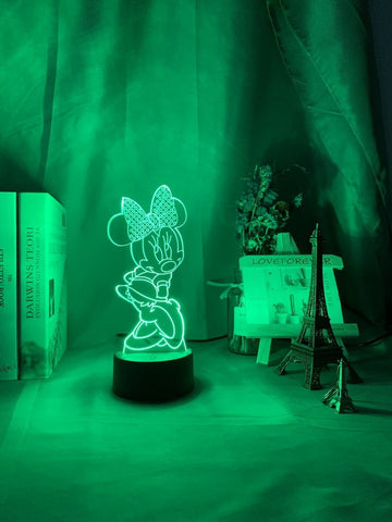 Image of Minnie Mouse Figure Girls Room 3D Illusion Lamp Night Light 814