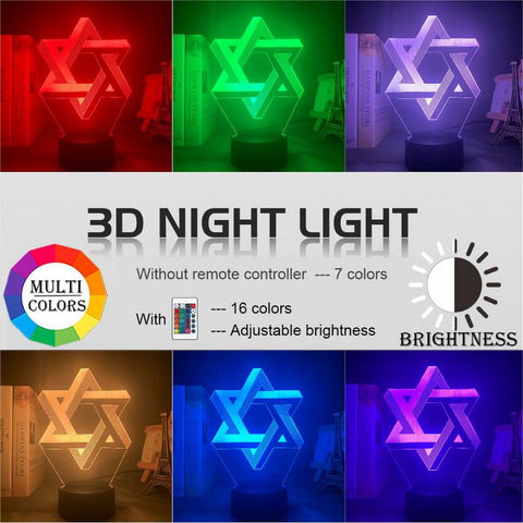 Image of Mogen David 3D Illusion Lamp Night Light