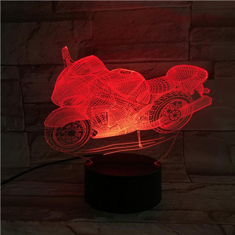 Image of Motorcycle 3D Illusion Lamp Night Light