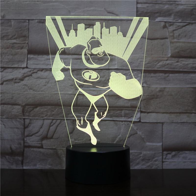 Movie Mr Incredible Bob Parr Figure Room 3D Illusion Lamp Night Light
