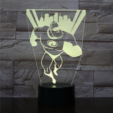 Image of Movie Mr Incredible Bob Parr Figure Room 3D Illusion Lamp Night Light
