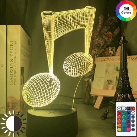 Image of Musical Note 3D Illusion Lamp Night Light