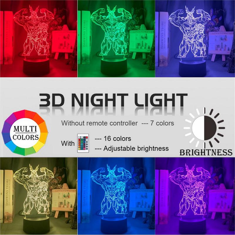My Hero Academia All Might and Denki Kaminari Figure 3D Illusion Lamp Night Light