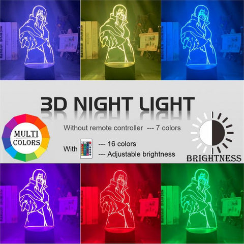 Image of Naruto Itachi Uchiha Figure 3D Illusion Lamp Night Light 4989