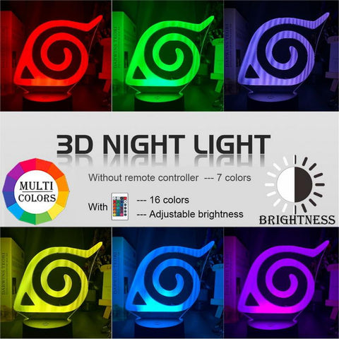 Image of Naruto Konoha Logo 3D Illusion Lamp Night Light 4945
