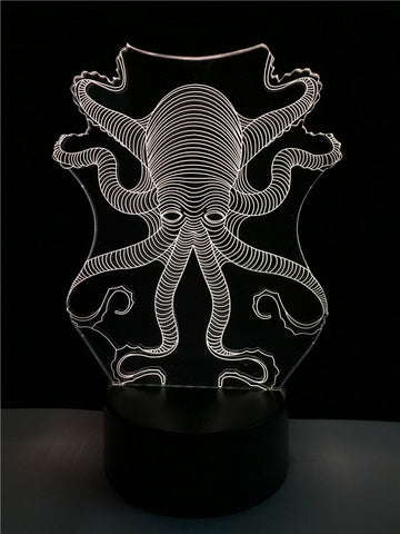 Image of Ocean Octopus Fish luminaria infantil 3D Illusion Lamp Night Light