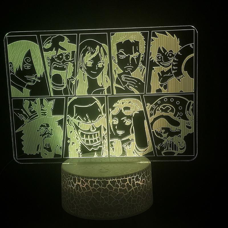 One Piece Straw Hat Group 3D Illusion Lamp Night Light