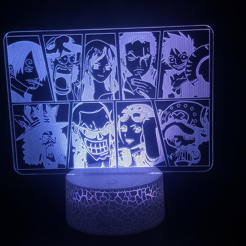 One Piece Straw Hat Group 3D Illusion Lamp Night Light